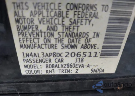 2013 Nissan Altima 2.5 Sl from USA, damaged, VIN 1N4AL3AP8DC206511